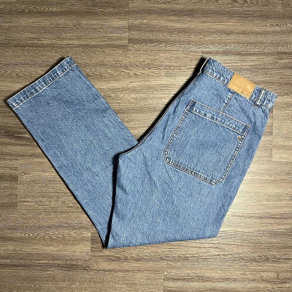 Madewell 90s Straight Utility Jeans Womens 32 Fenwood Indigo Wash Cone Denim EUC